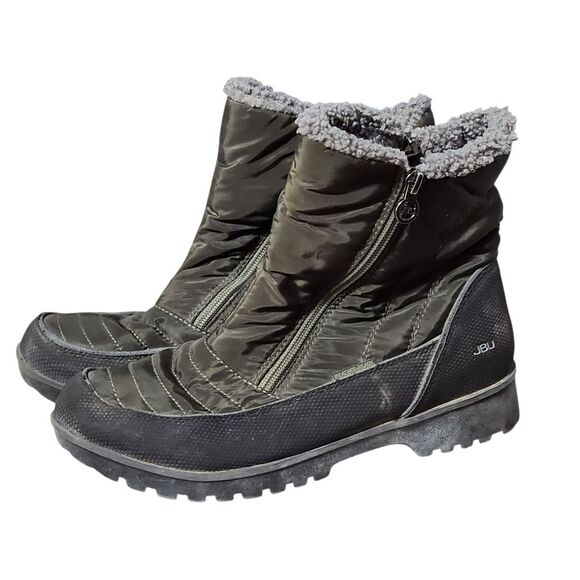 JBU Boots Womens 8.5 Green Snowbird Faux Fur Weather Ready Zip Ankle - Picture 2 of 7